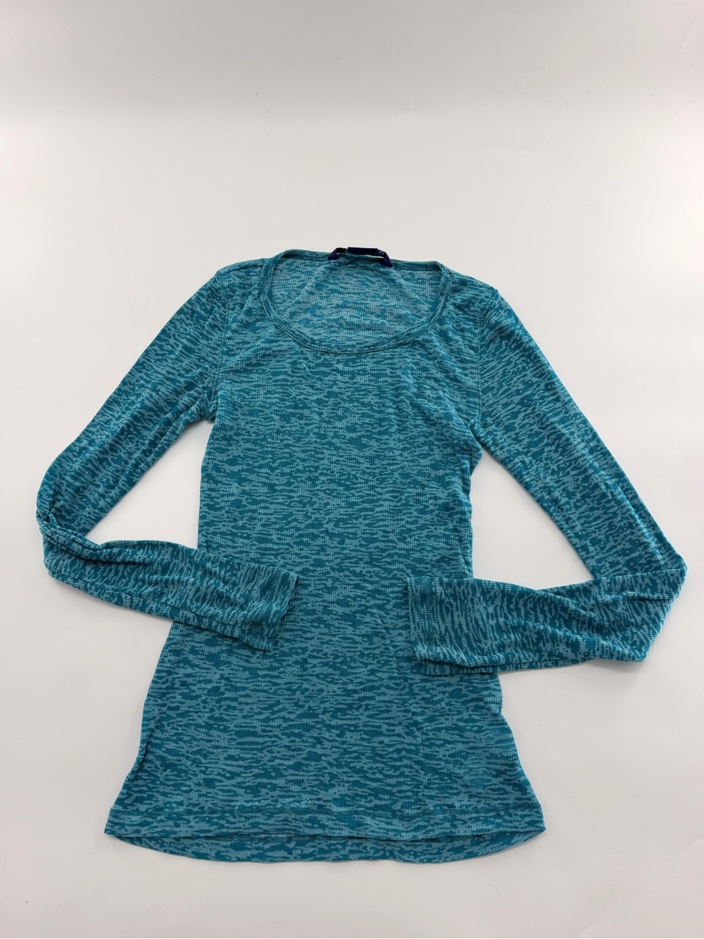 Miley Cyrus x Max Azria Blue Long Sleeve Thermal Henley Shirt Top Semi Sheer Y2K